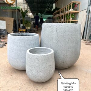 CHẬU XI MĂNG – ĐÁ MÀI BỘ TRỨNG BẦU